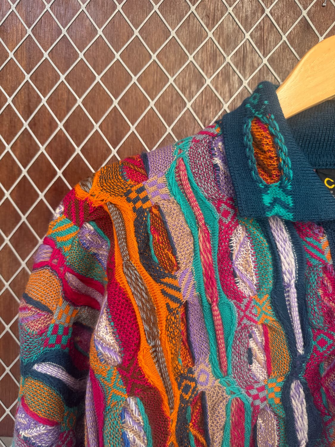 쿠지 COOGI 입체케이블 멀티컬러 카라 니트 M 상품이미지2