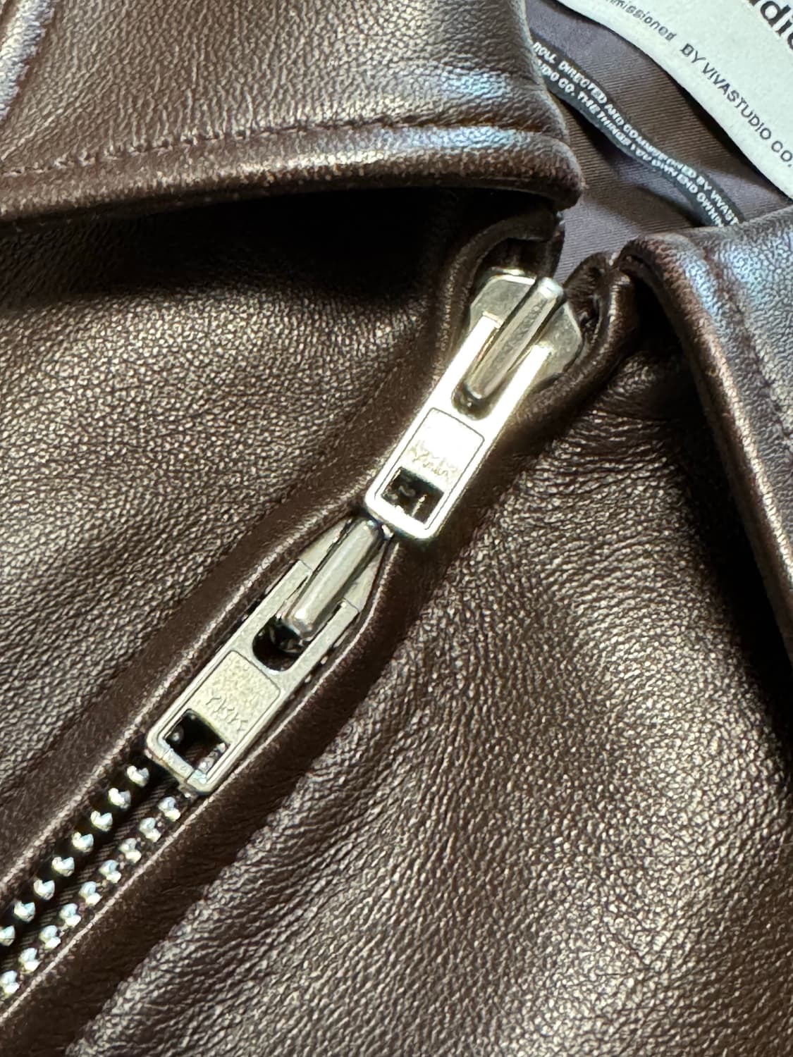 비바스튜디오 리얼 가죽 집업 자켓 M (다크 브라운) 상품이미지4