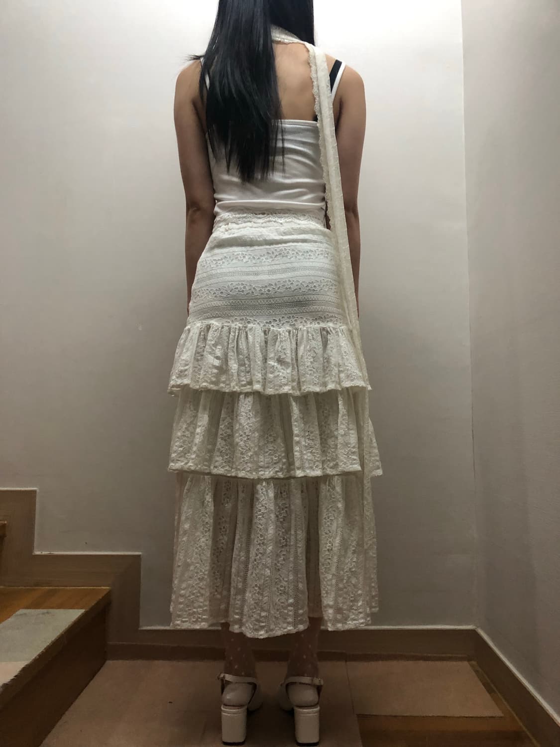 빈티지 화이트 레이스 슬리브리스 상품이미지5