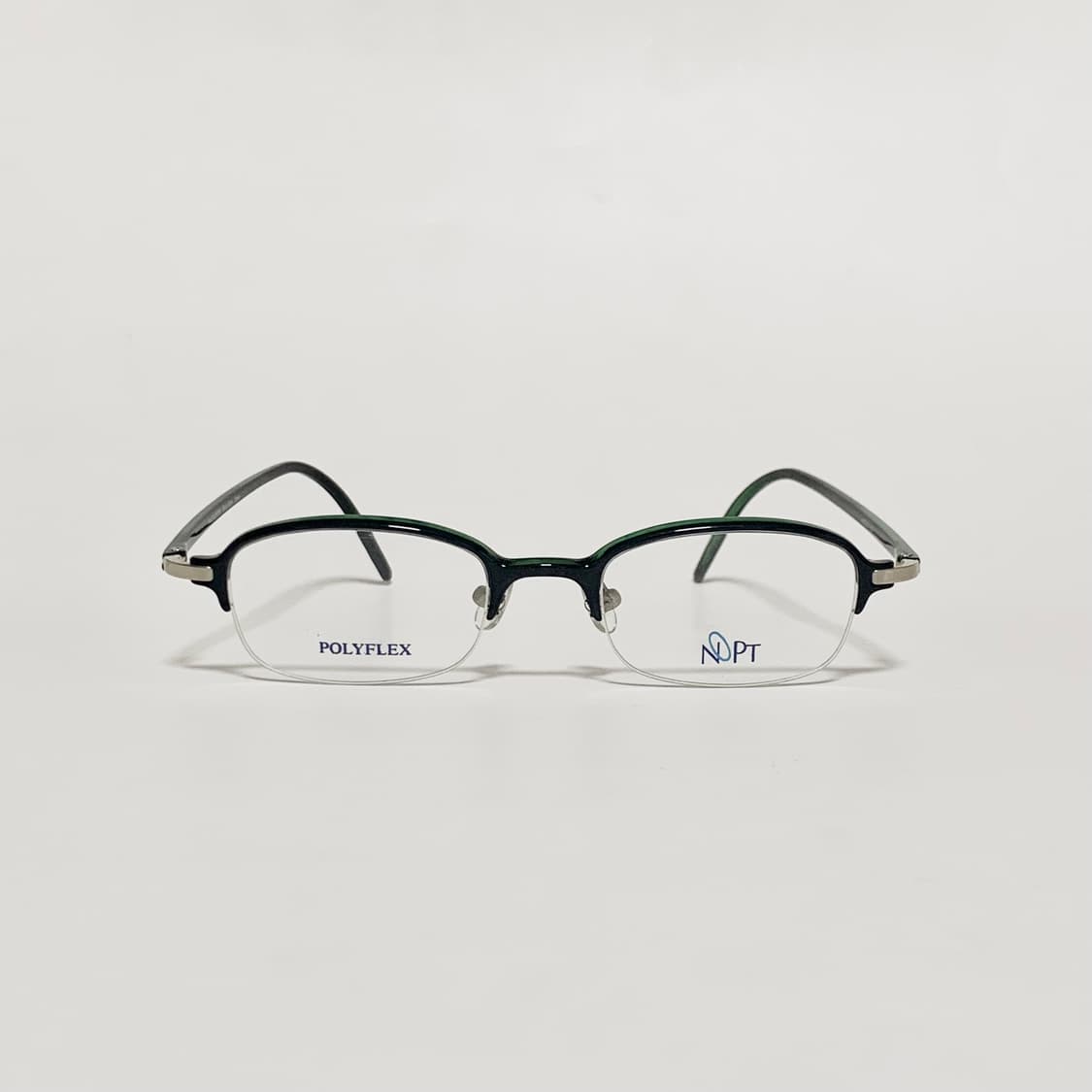 974 데드스탁 스퀘어 클리어 블랙 그린 반무테 초경량 빈티지안경 상품이미지2