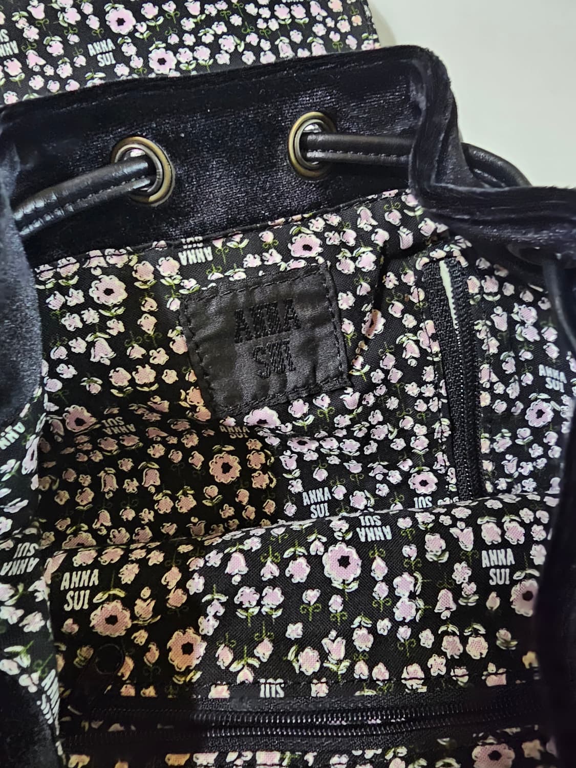 ANNA SUI 안나수이 빈티지 벨벳 벨로아 복조리 백팩 상품이미지9