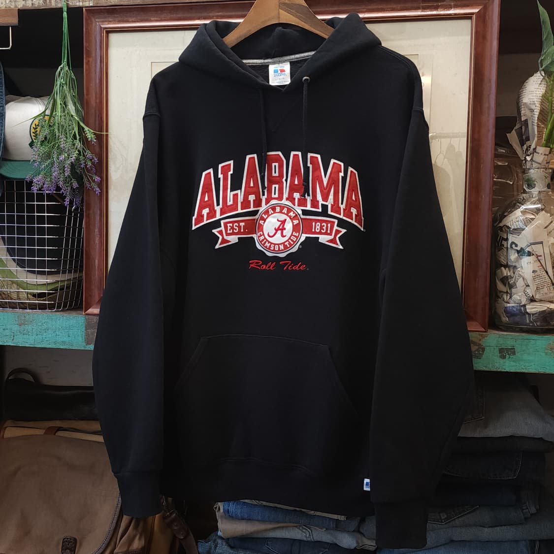 90s 러셀 후드 스웻셔츠 앨라배마 크림슨 타이드 빈티지 레터링 L 상품이미지1