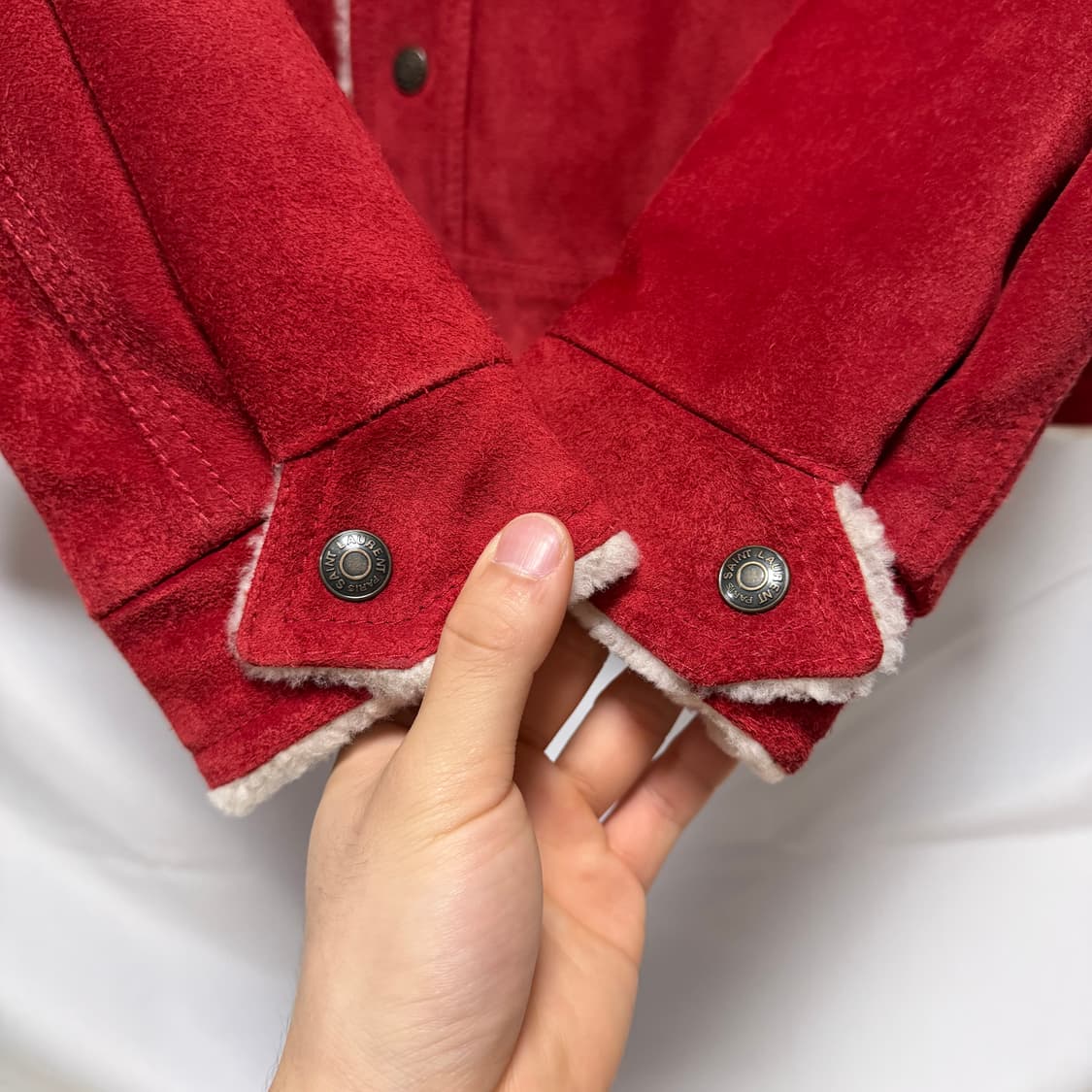 [S+급/52] 생로랑 스웨이드 데님 셰르파 자켓 상품이미지8