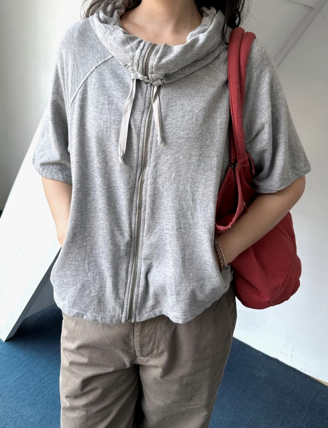 Cotton swear H/S 2way neck zip parker 상품이미지8