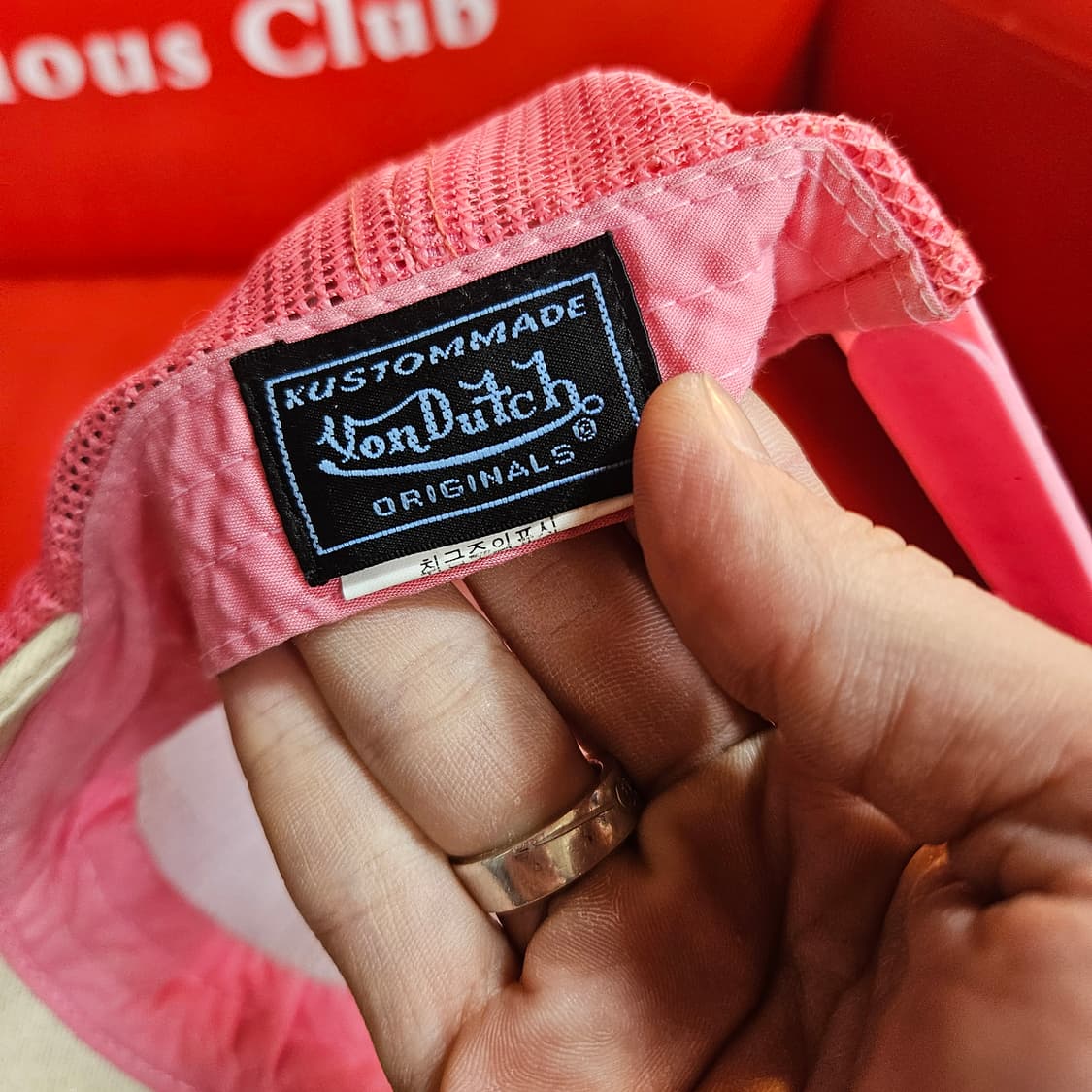 본터치(Vondutch) 베이지 펄 Y2k 핑크 메쉬캡 Free 상품이미지5