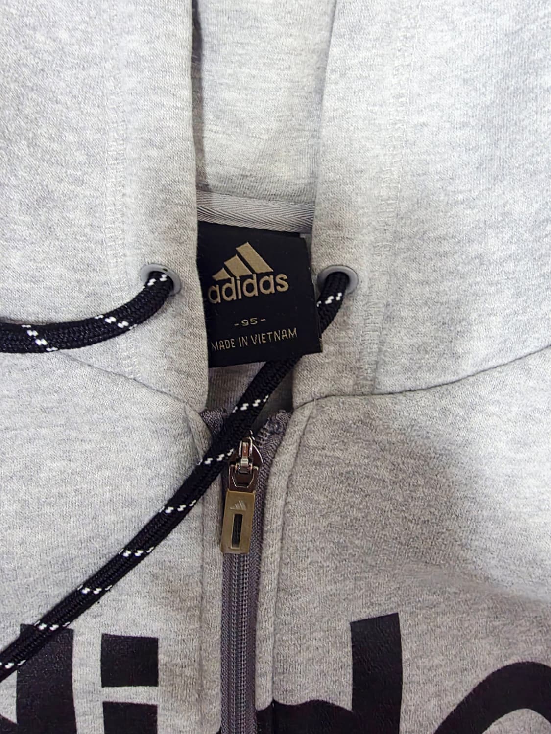 [아디다스] 빅로고 그레이 화이트 후리스 안감 기모 후드 집업 95 상품이미지3