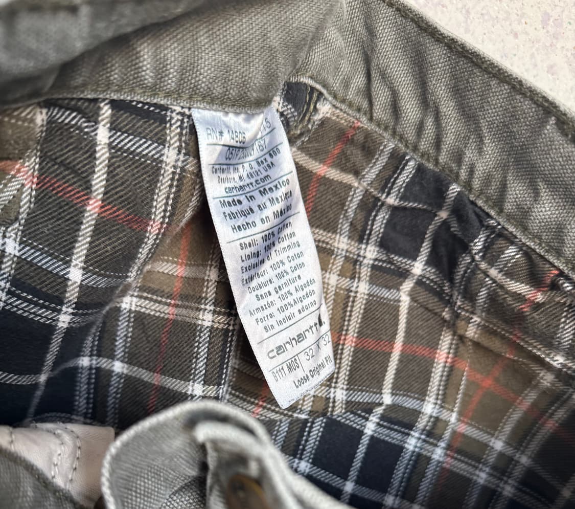 (32) 칼하트 B11 체크 라이닝 모스그린 카펜터 워크팬츠 상품이미지4