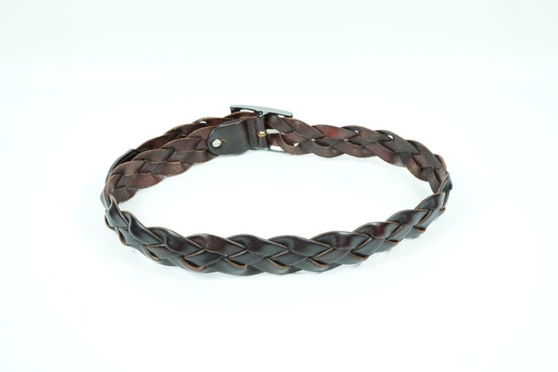 빈티지 다크브라운 리얼 레더 위빙 벨트 상품이미지3