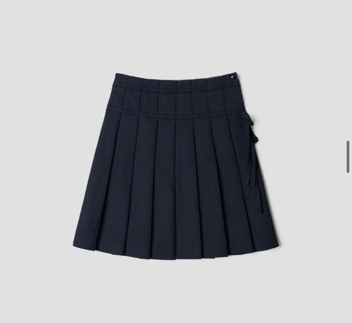 튜드먼트 RIBBON TIE PLEATED MIDI SKIRT NAVY 상품이미지2