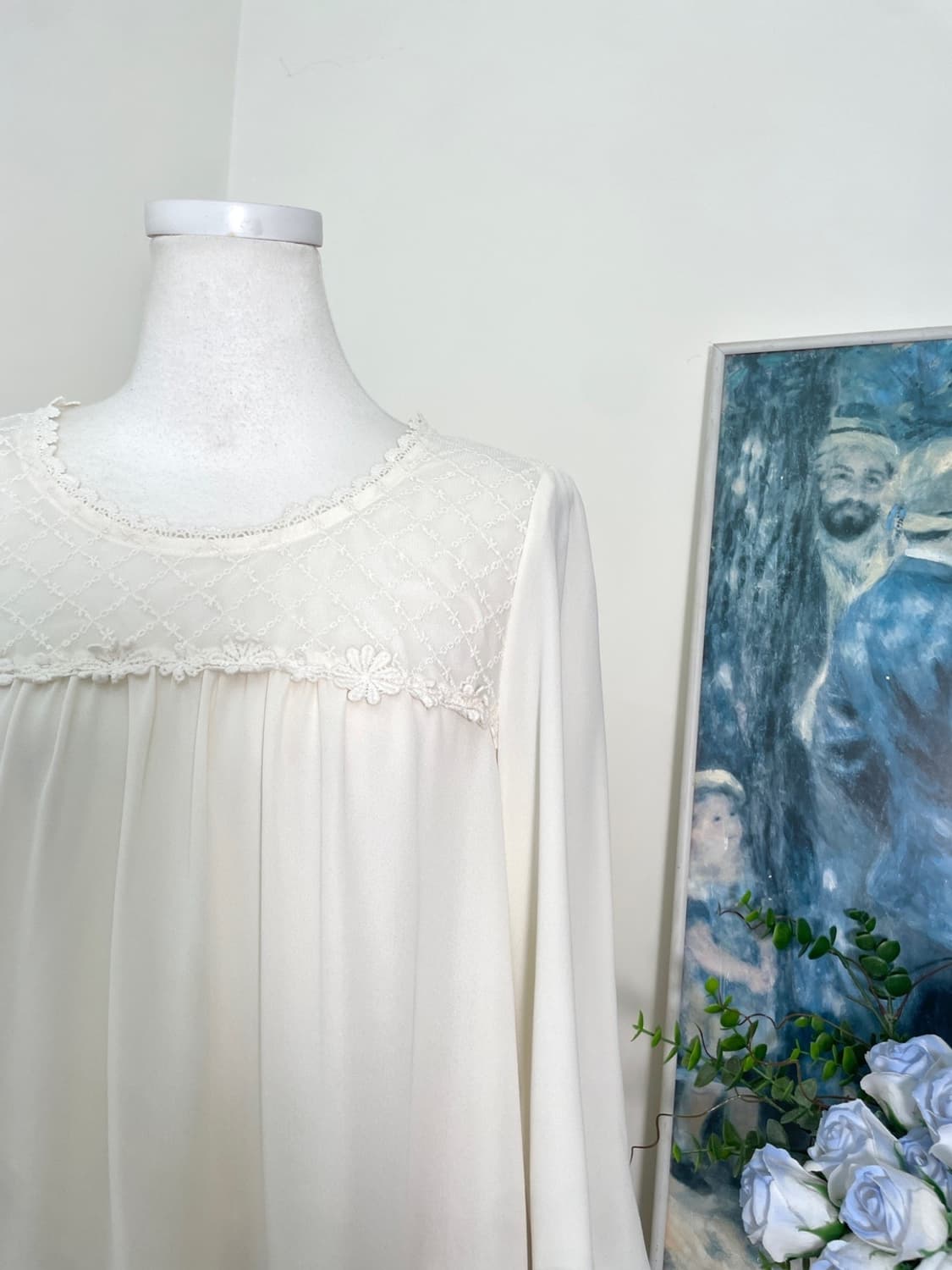 ivory mori lace shirring blouse(size-L) 상품이미지7