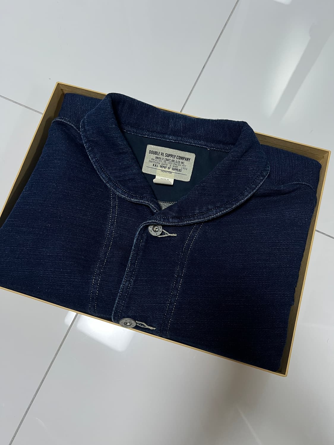 RRL 더블알엘 인디고 프렌치 테리 자켓 M 숄카라 상품이미지8