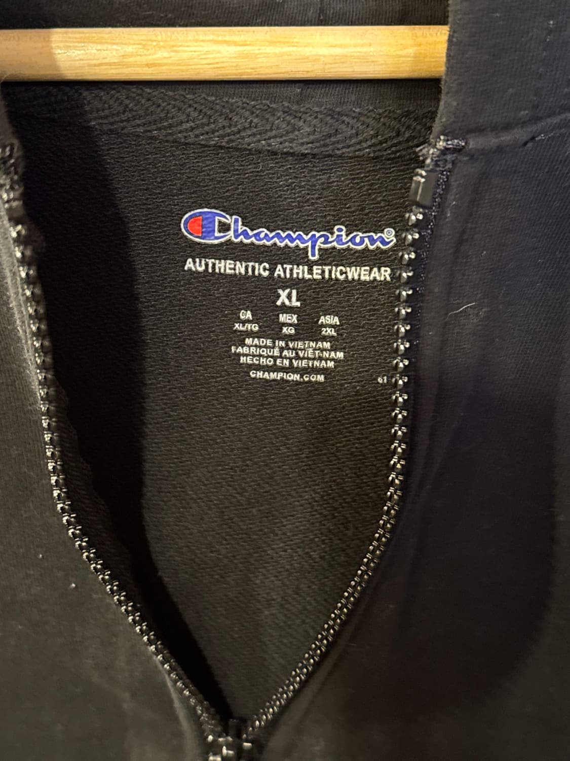 챔피온 블랙 벨벳 후드 반집업 상품이미지2