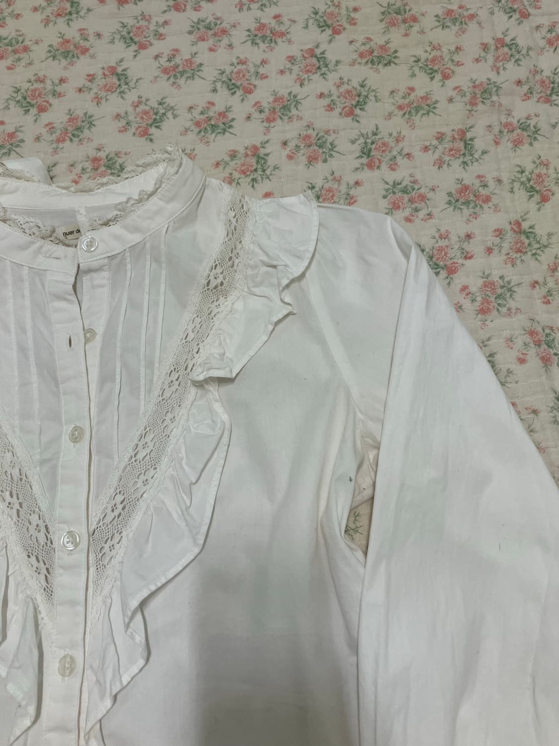 빈티지 화이트 크로셰 러플 셔츠 1105 모리걸 y2k 스트릿 갸루 펑키 상품이미지5