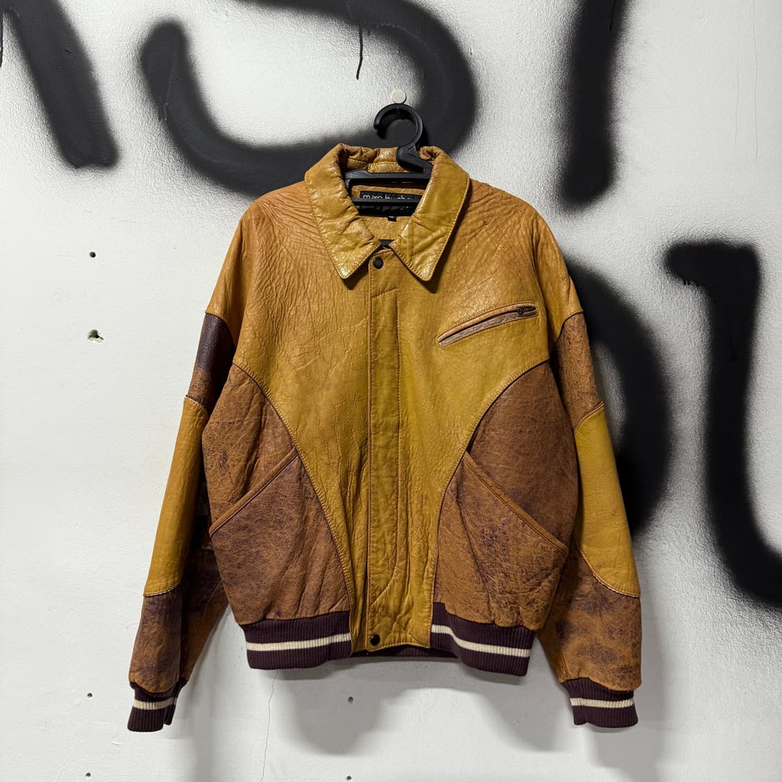 90s pelle pelle 펠레펠레 마크 뷰캐넌 양가죽 바시티 자켓 상품이미지2