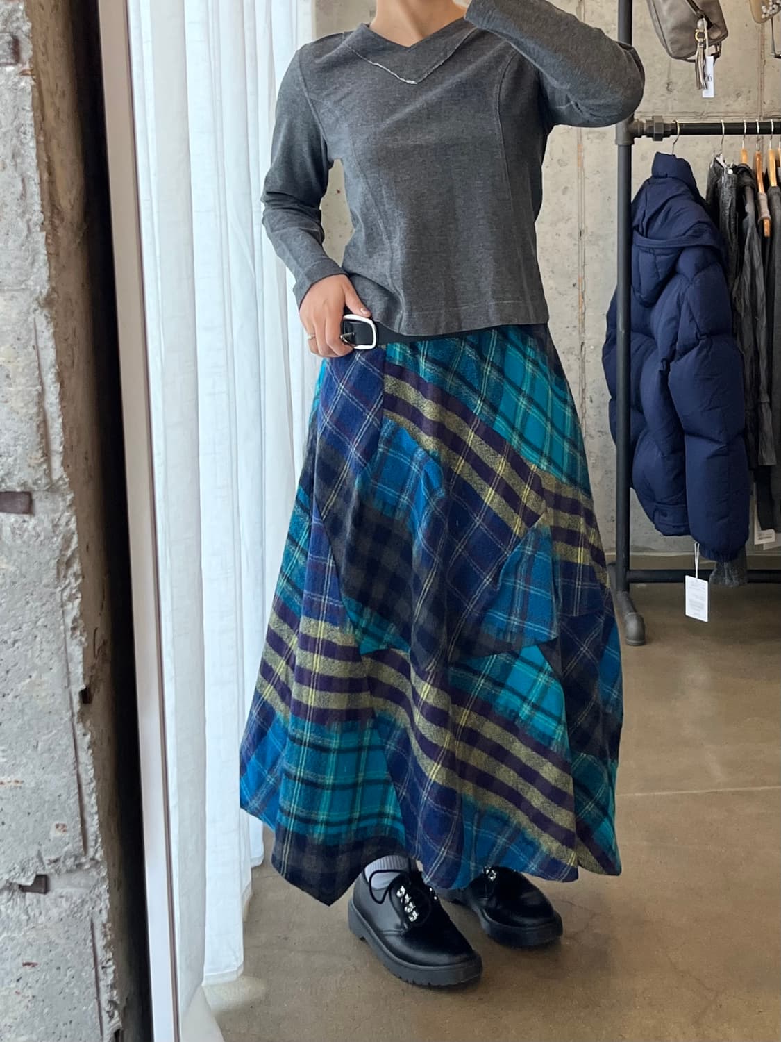 SENSOUNICO 울 패치워크 스커트 상품이미지4