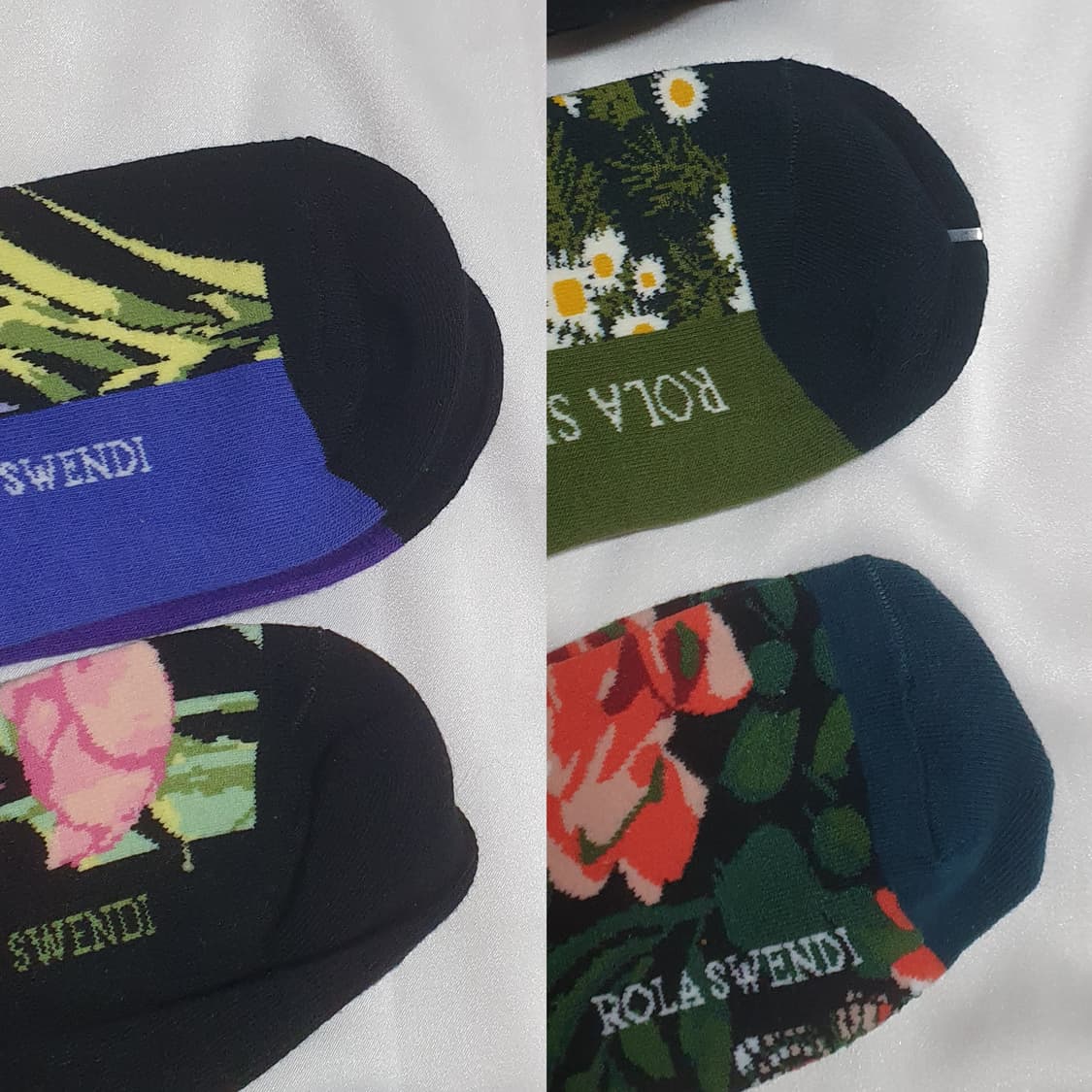 퍼플 그린 옐로우 꽃패턴 양말 상품이미지8