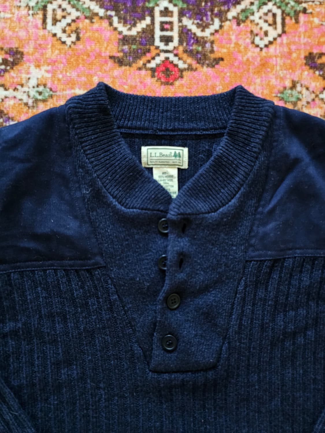 90s LL Bean 코만도 헨리넥 니트 네이비 (L) 상품이미지5
