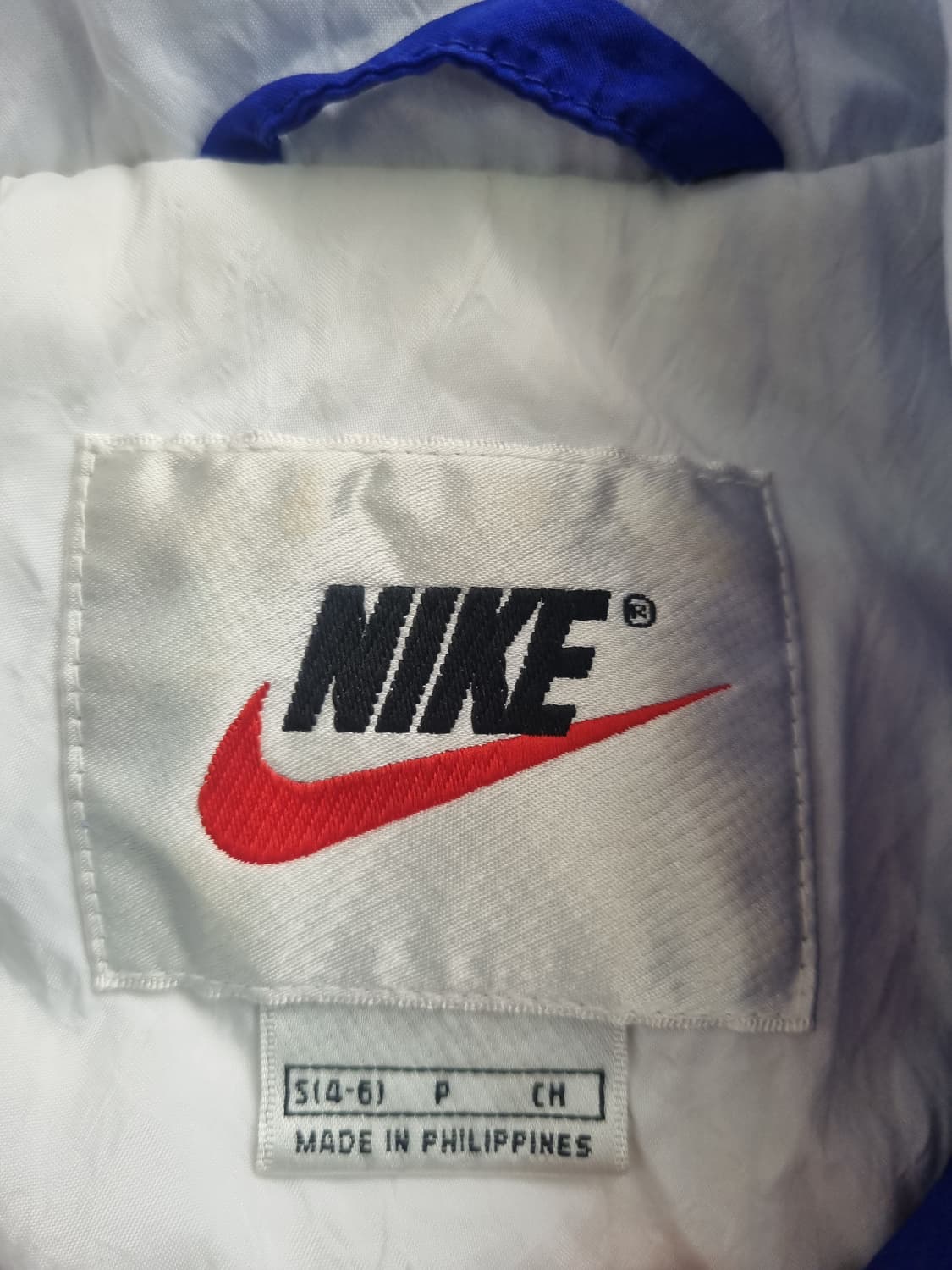 90s 빈티지 나이키 올드스쿨 바람막이 트랙재킷 블루 화이트 상품이미지3