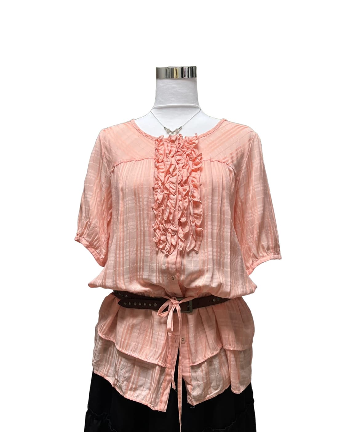 Pink check frill top 상품이미지5