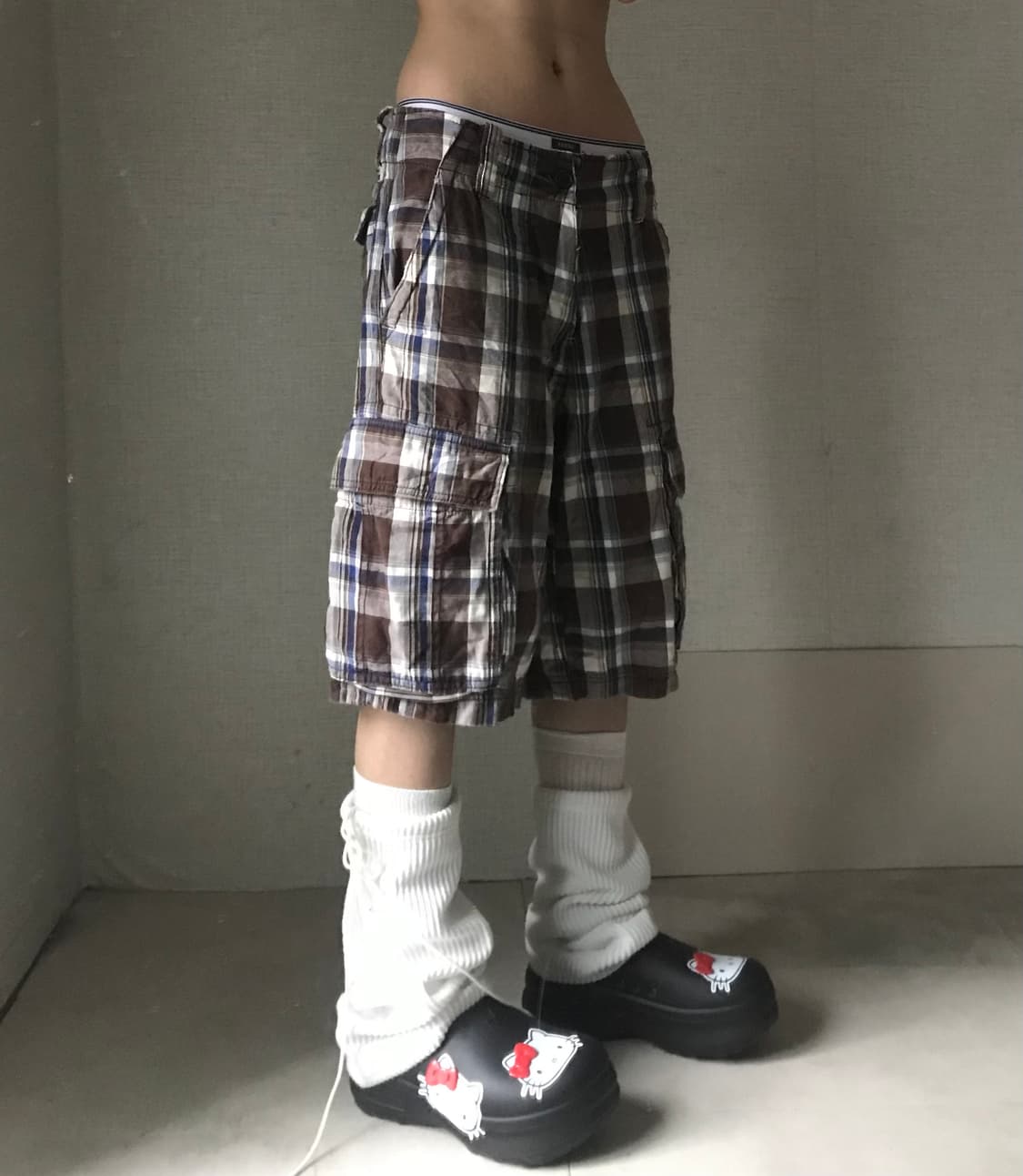 빈티지 브라운체크 버뮤다 상품이미지4