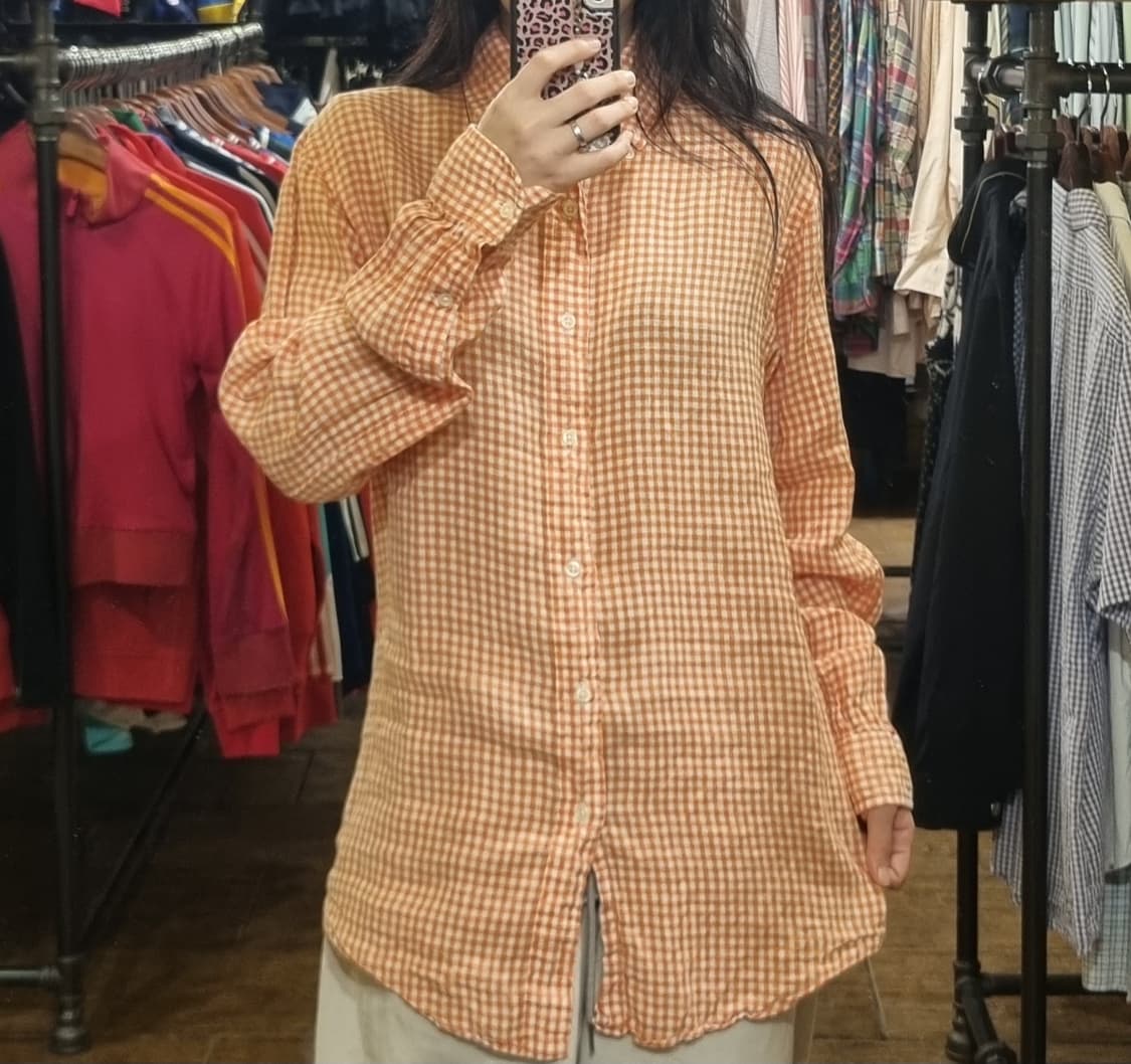 [Hi] polo 폴로 긴팔 체크셔츠 오렌지 상품이미지4