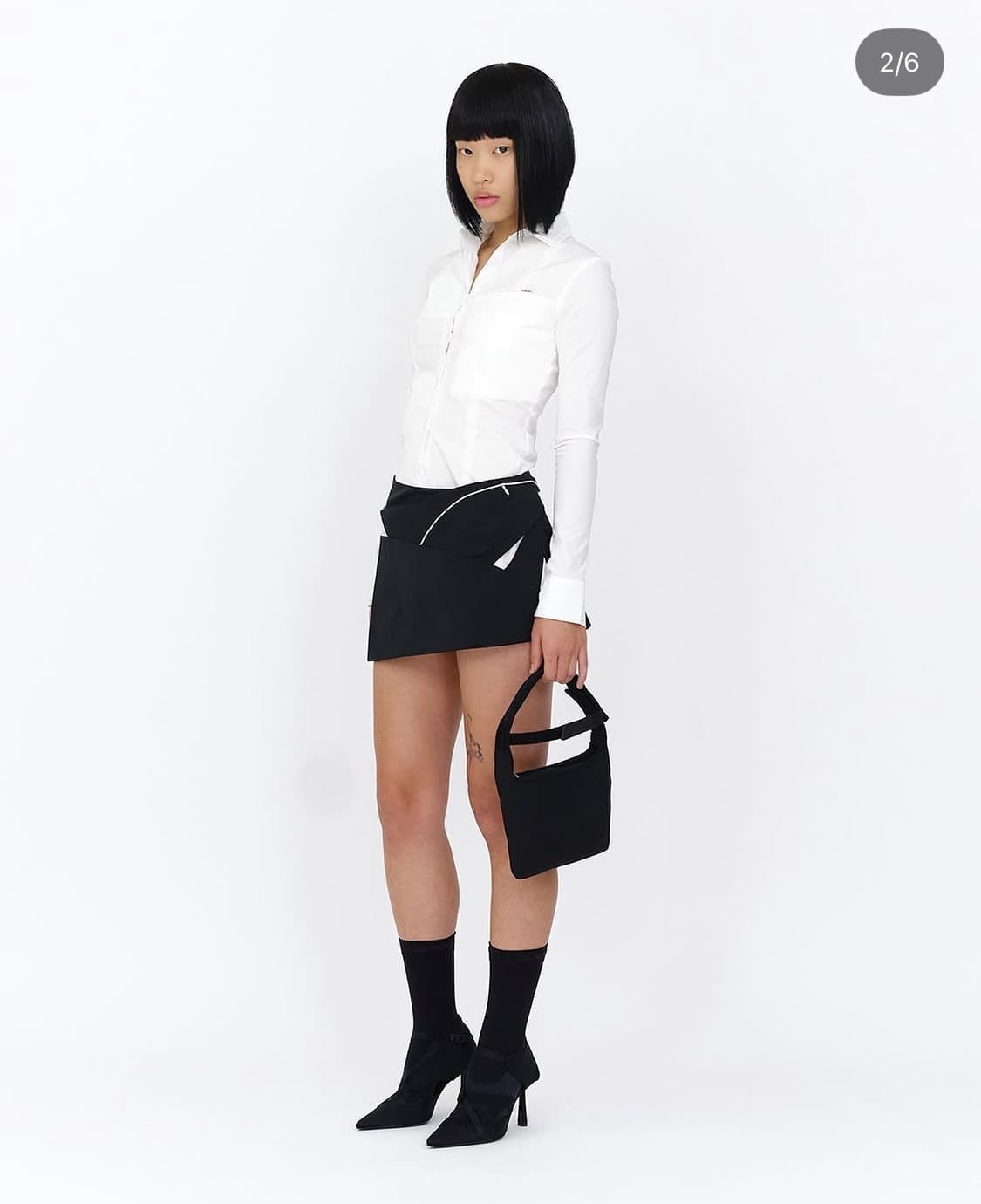 혜인서 패널드 로우라이즈 미니스커트 블랙 상품이미지1