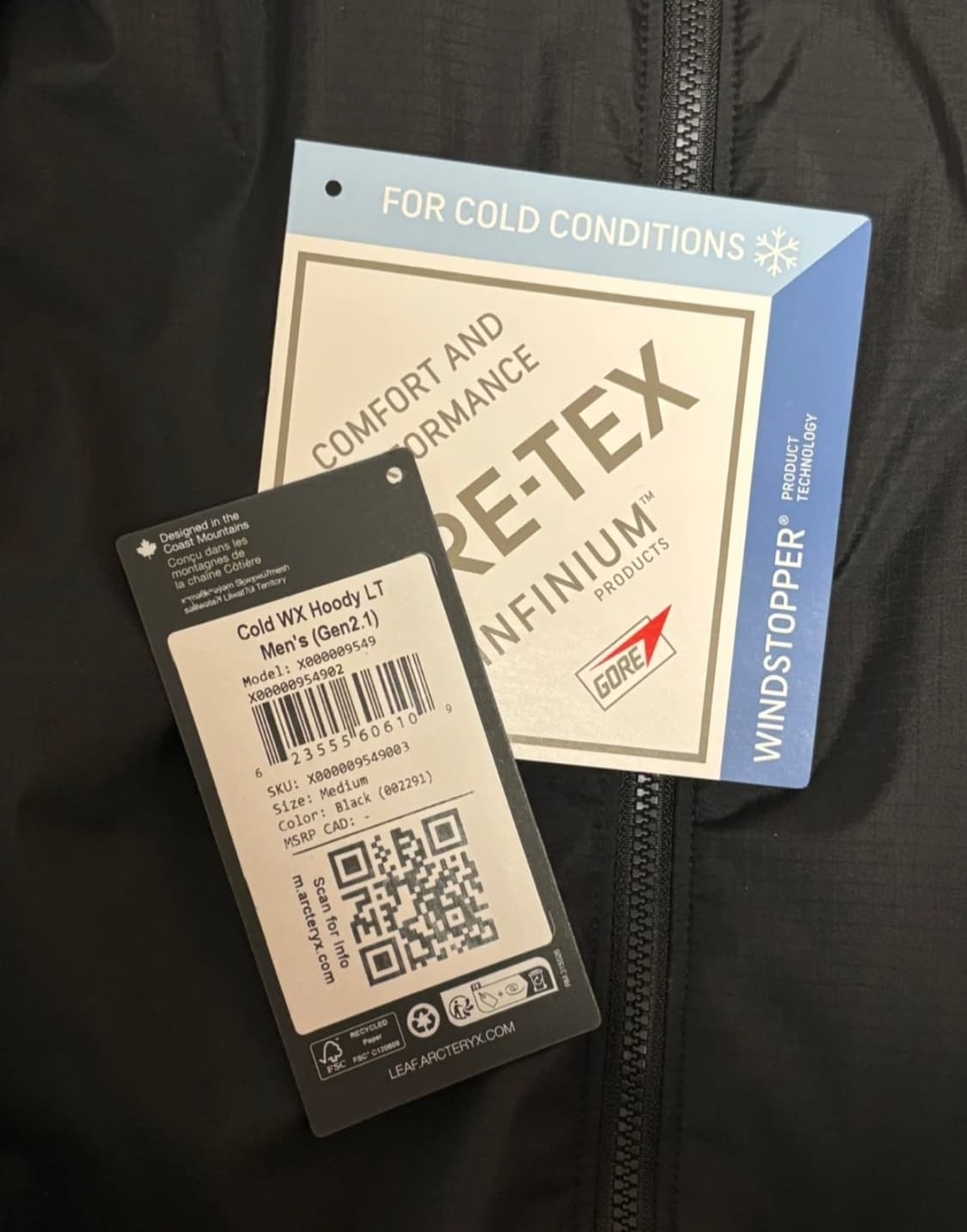 아크테릭스 리프 콜드 WX 후디 LT Gen2.1 블랙 M 패치3개포함 상품이미지3