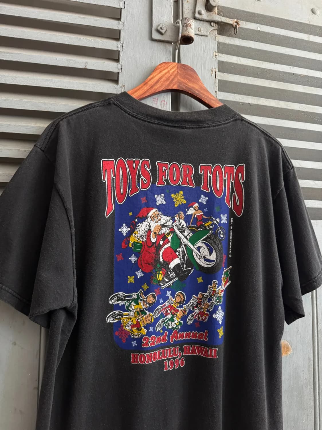 [L]1996 Toys for Tots 산타클로스 라이딩 티셔츠 상품이미지1
