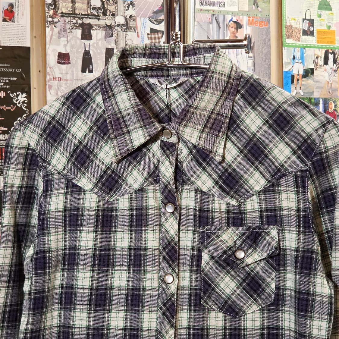 JPN 펑크 프린팅 체크 셔츠 상품이미지3