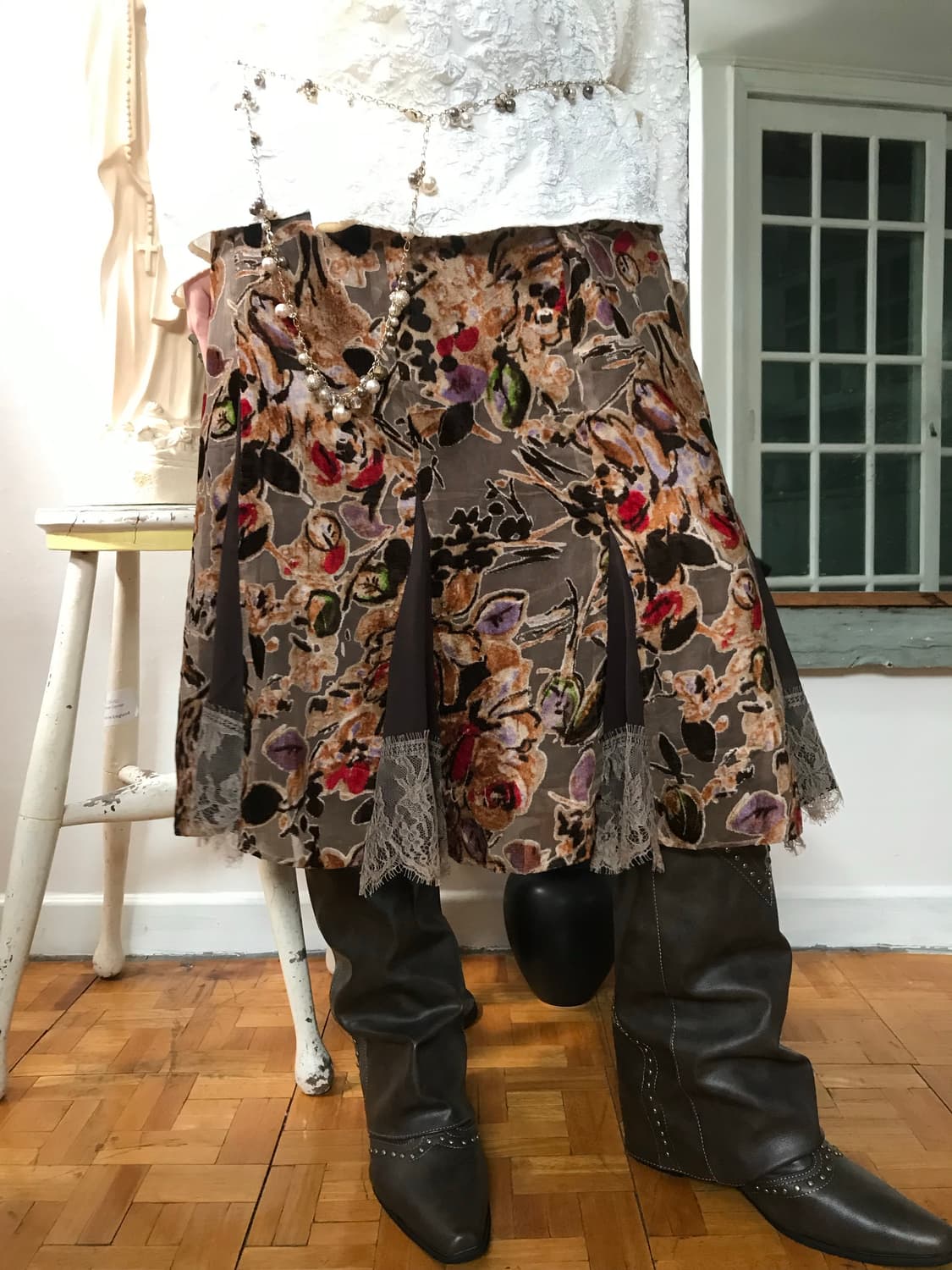 vintage velvet pattern lace skirt  상품이미지2