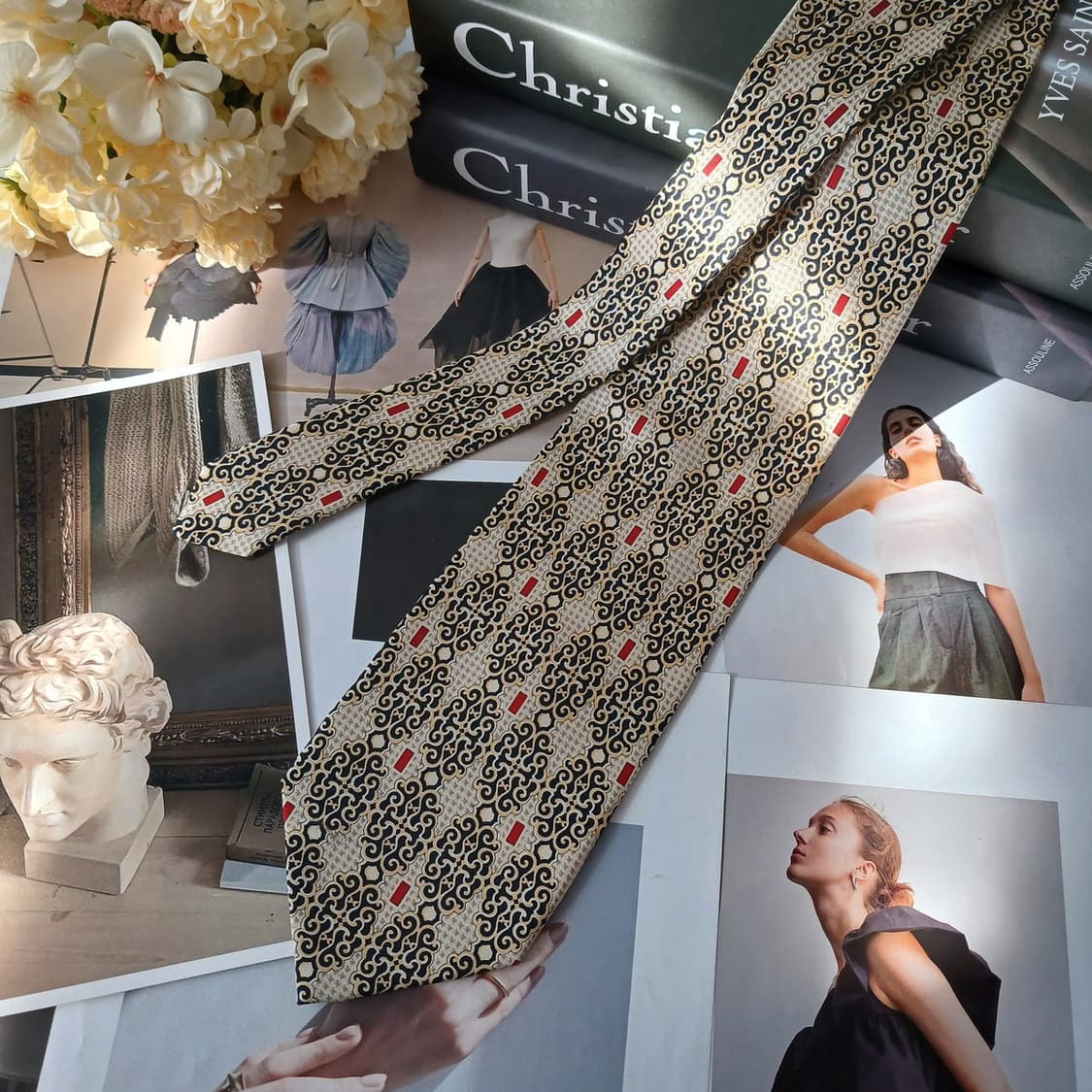 크리스찬 디올 실크 베이지 패턴 넥타이 9.5cm A+등급 A19269
 상품이미지3