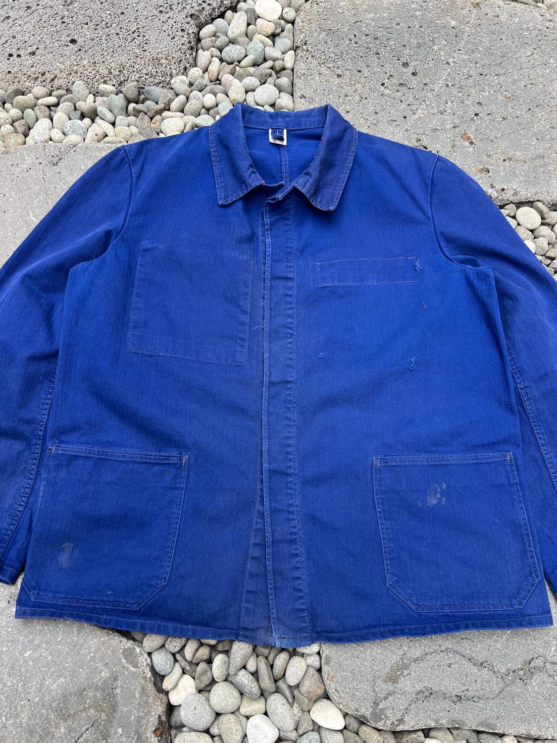 OLD VINTAGE FADED NAVY HBT 헤링본트윌 프렌치워크자켓 상품이미지6