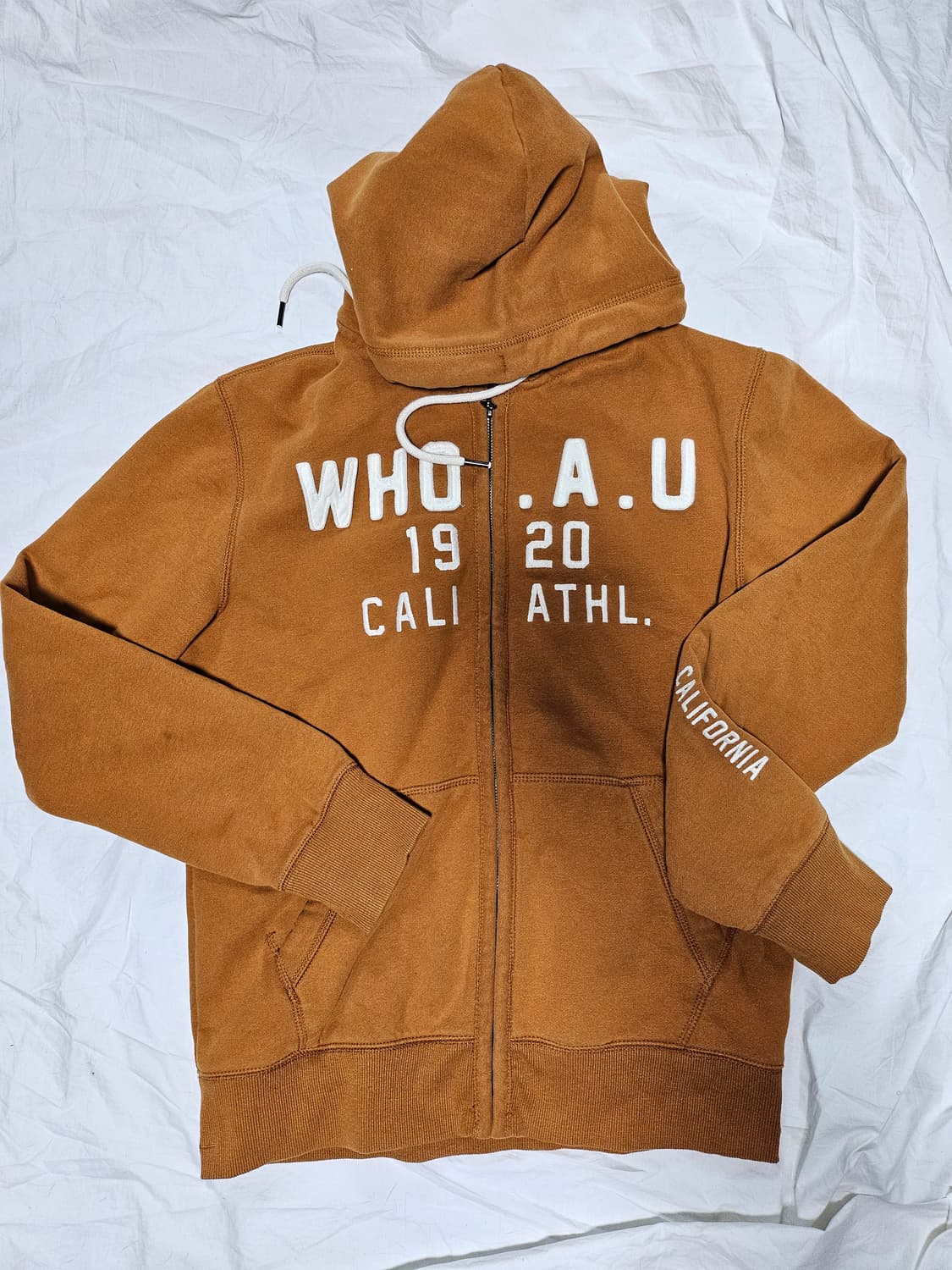 후아유 핀터깔 y2k 자수 후드집업 카멜 L 상품이미지1