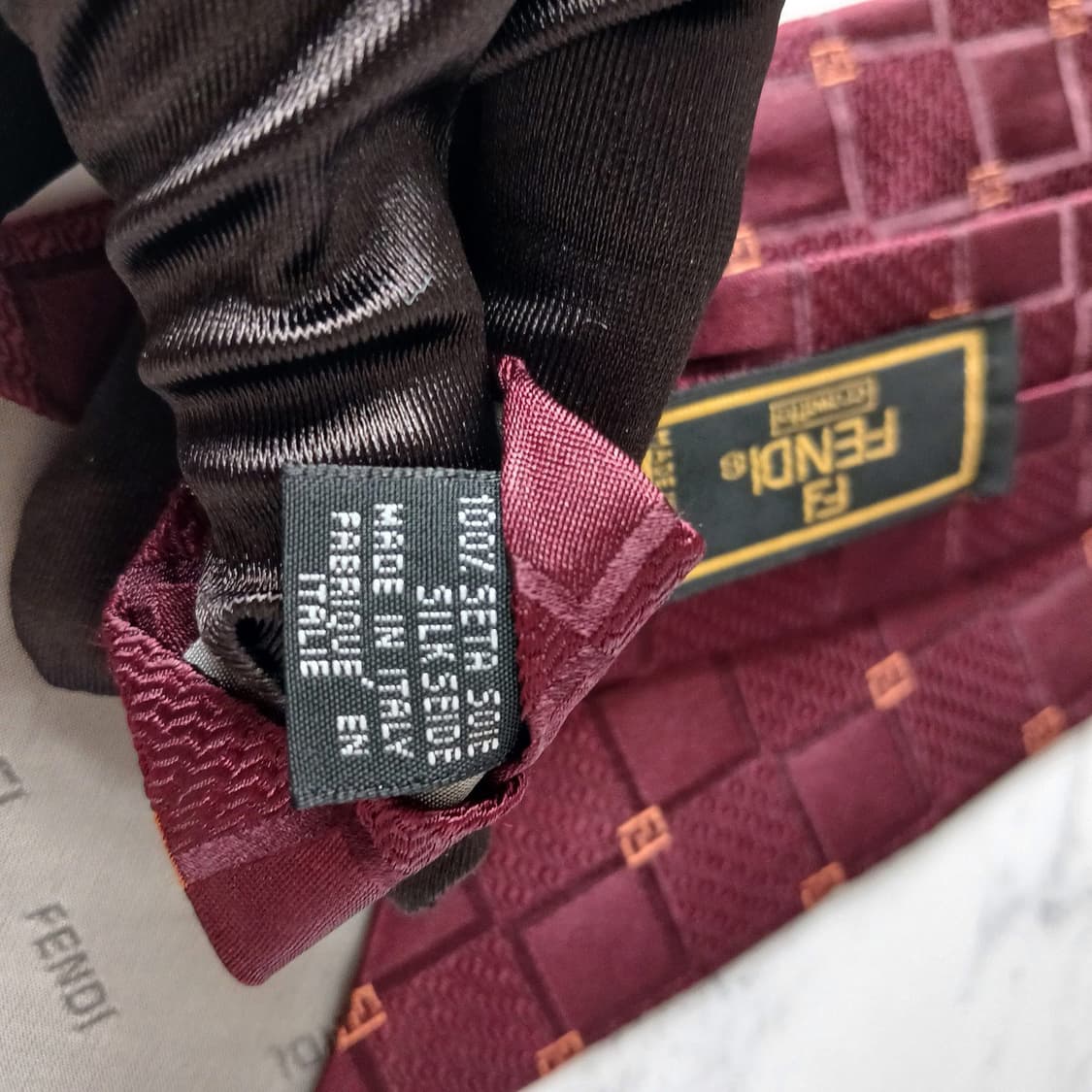 펜디 실크 와인 주카 패턴 넥타이 9.9cm A+~A등급 e879
 상품이미지10