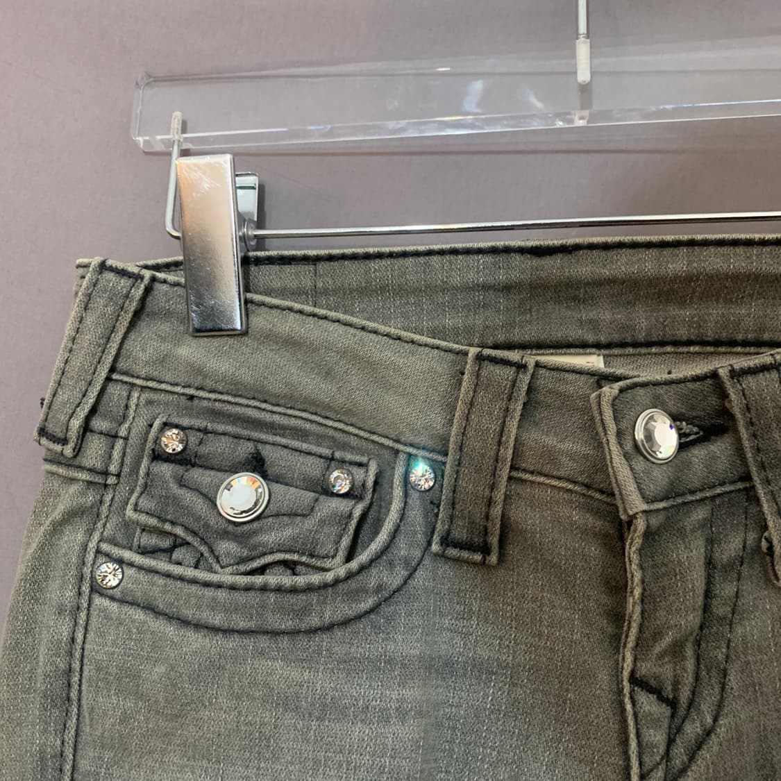 25인치 트루릴리전 디스코 조이 큐빅 흑청 부츠컷 스판 데님 청바지 상품이미지4