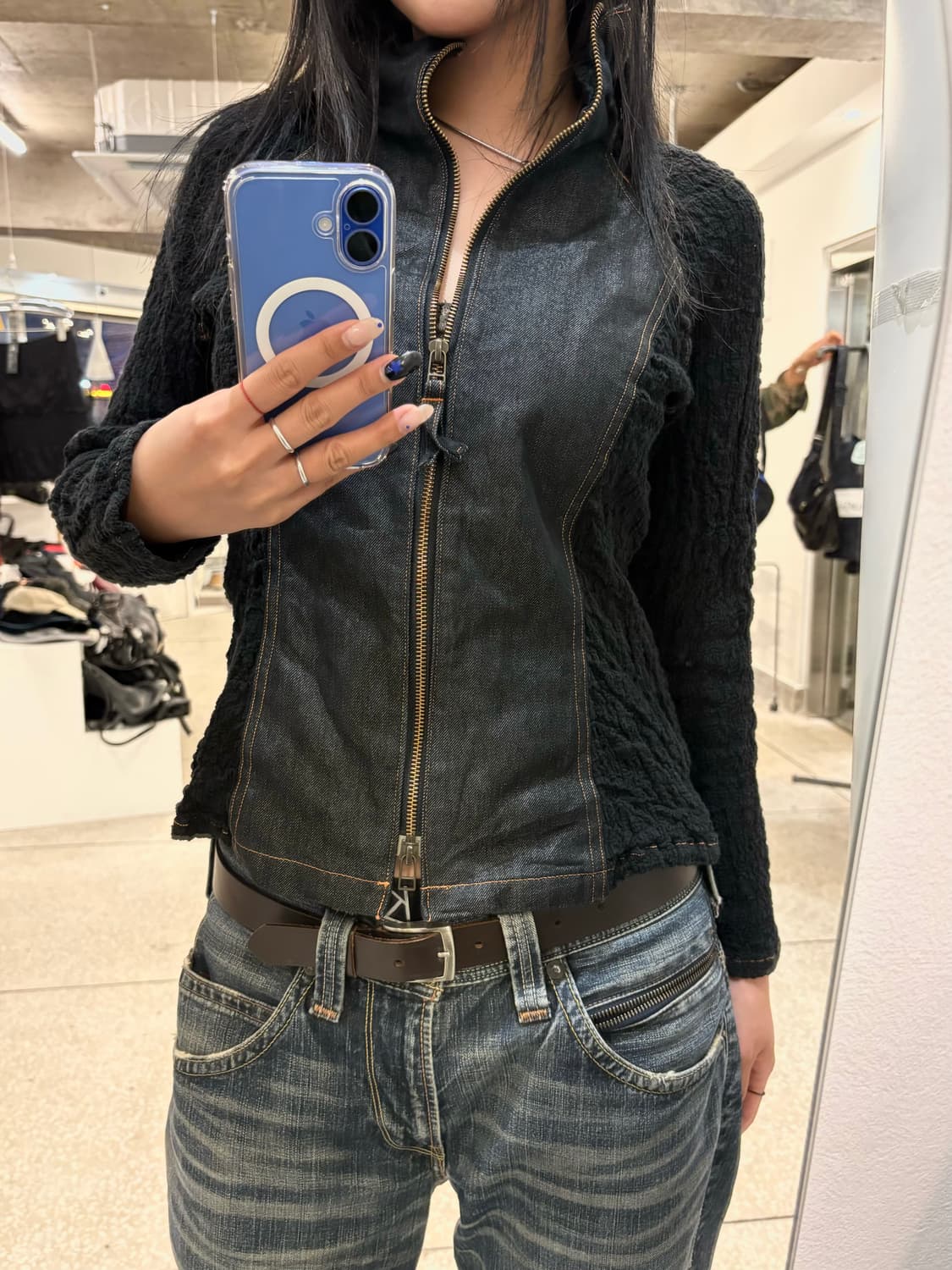 me Issey Miyake wrinkle denim zip up 상품이미지1