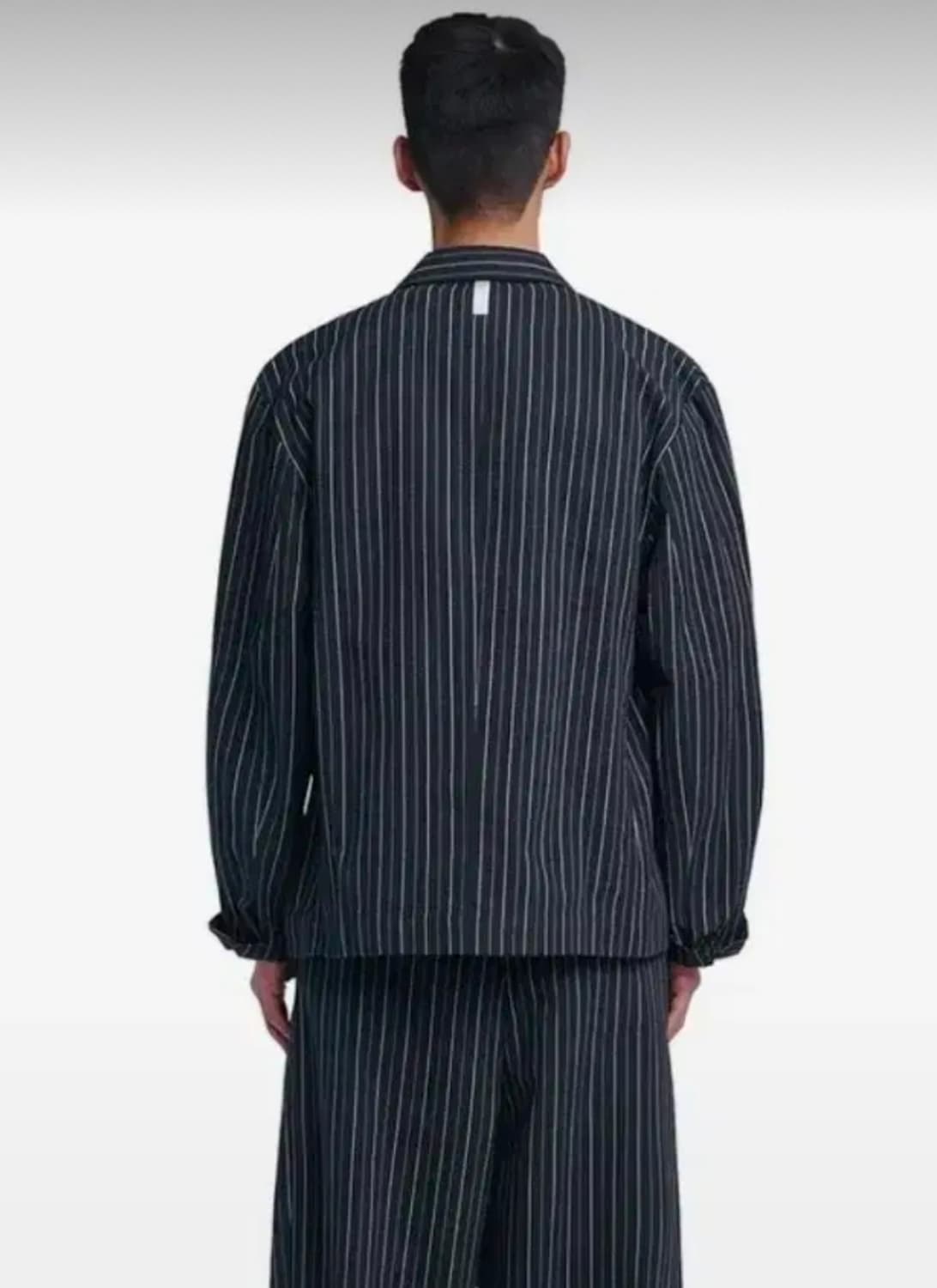 노매뉴얼 시어서커 자켓 + 와이드 팬츠 L 블랙 스트라이프 셋업 상품이미지6