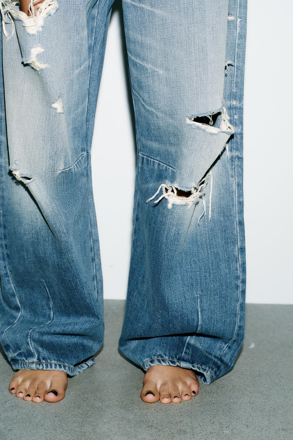 zara 자라 벌룬 미디엄 디스트로이드 데님진 상품이미지5