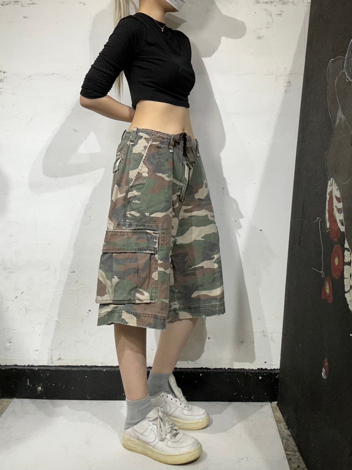 빈티지 calvin 밀리터리 카모 버뮤다 하프 팬츠 카고 반바지 XL 상품이미지1