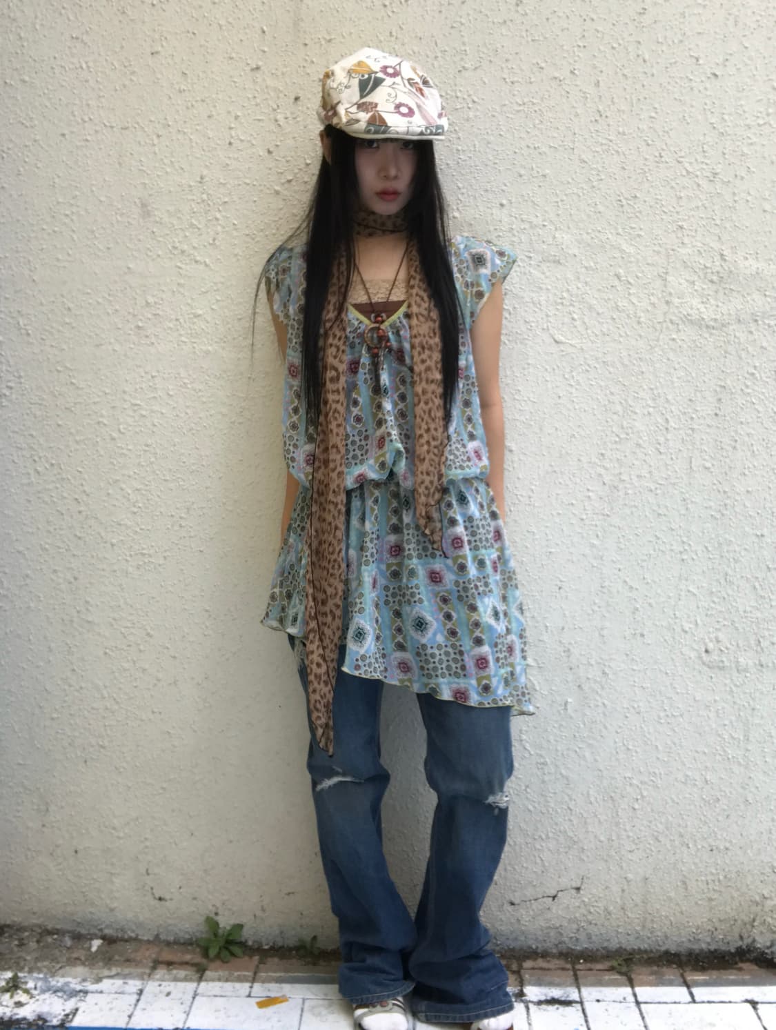 에스닉 히피 코디세트(원피스+데님+나시) 상품이미지1