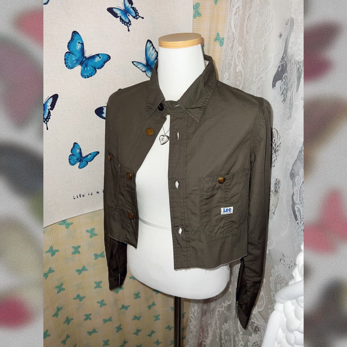 Lee 카키 크롭 셔츠 상품이미지9