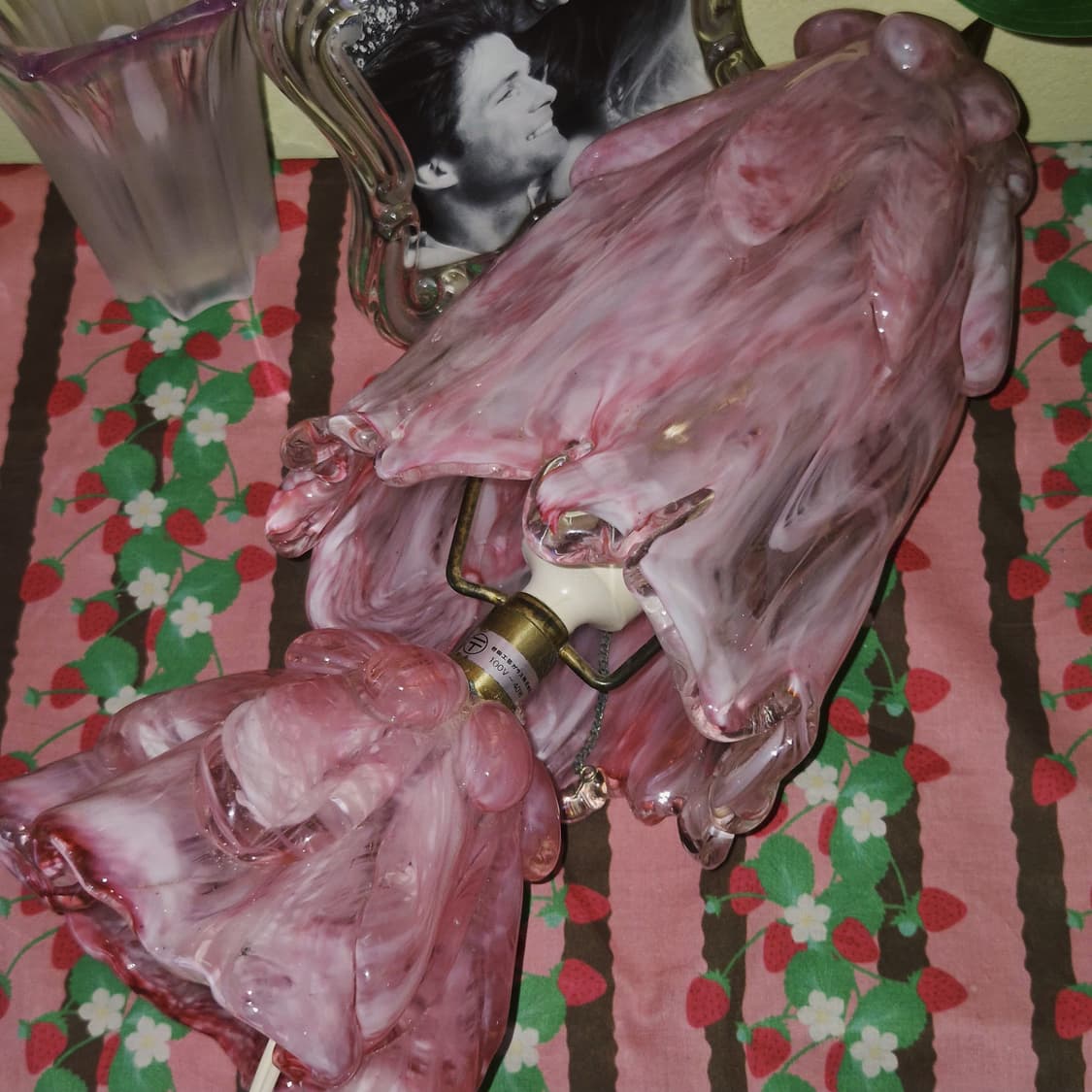 70s 이와타 핸드블로운 요리코 핑크 마블 빅 램프 상품이미지10