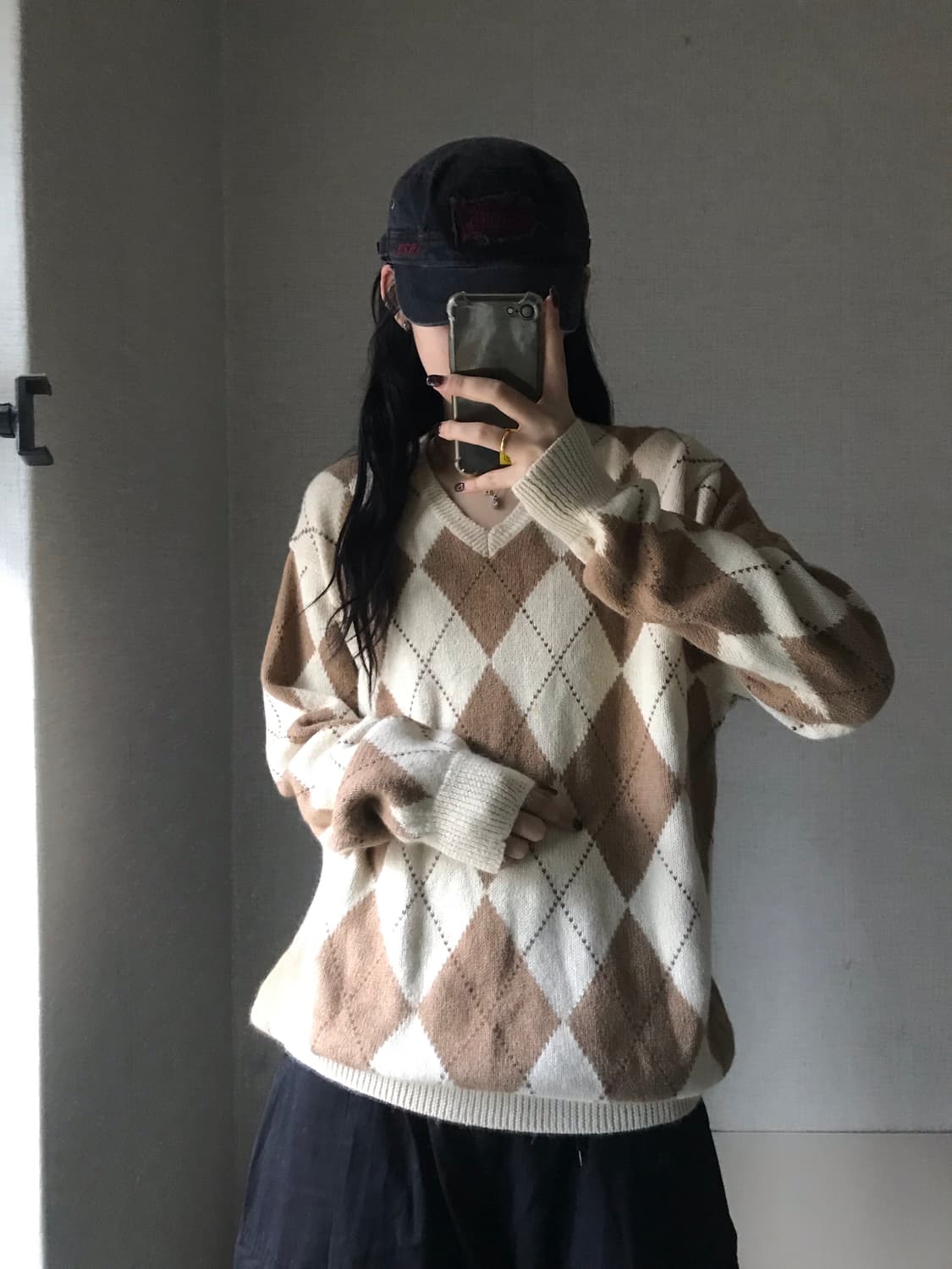 폴로 아가일 오버핏 니트 상품이미지2