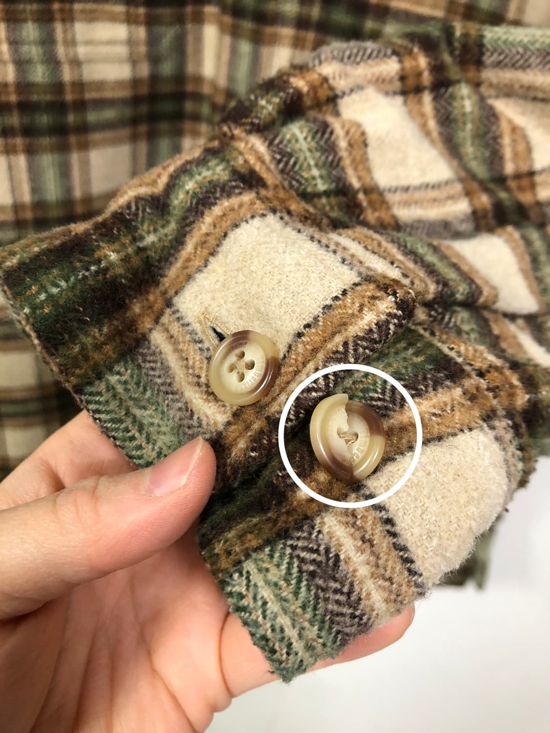 팀버랜드 헤비 울 누빔 체크 셔츠 겸 자켓 _ 베이지/그린 상품이미지10