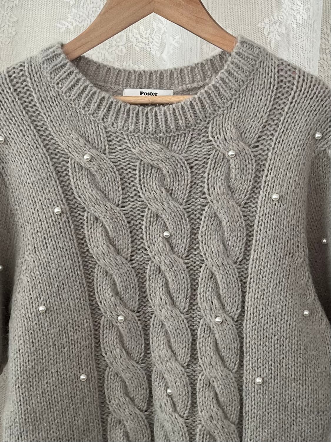 F) 제평 도매택 Poster 진주 알파카 니트 그레이 상품이미지3