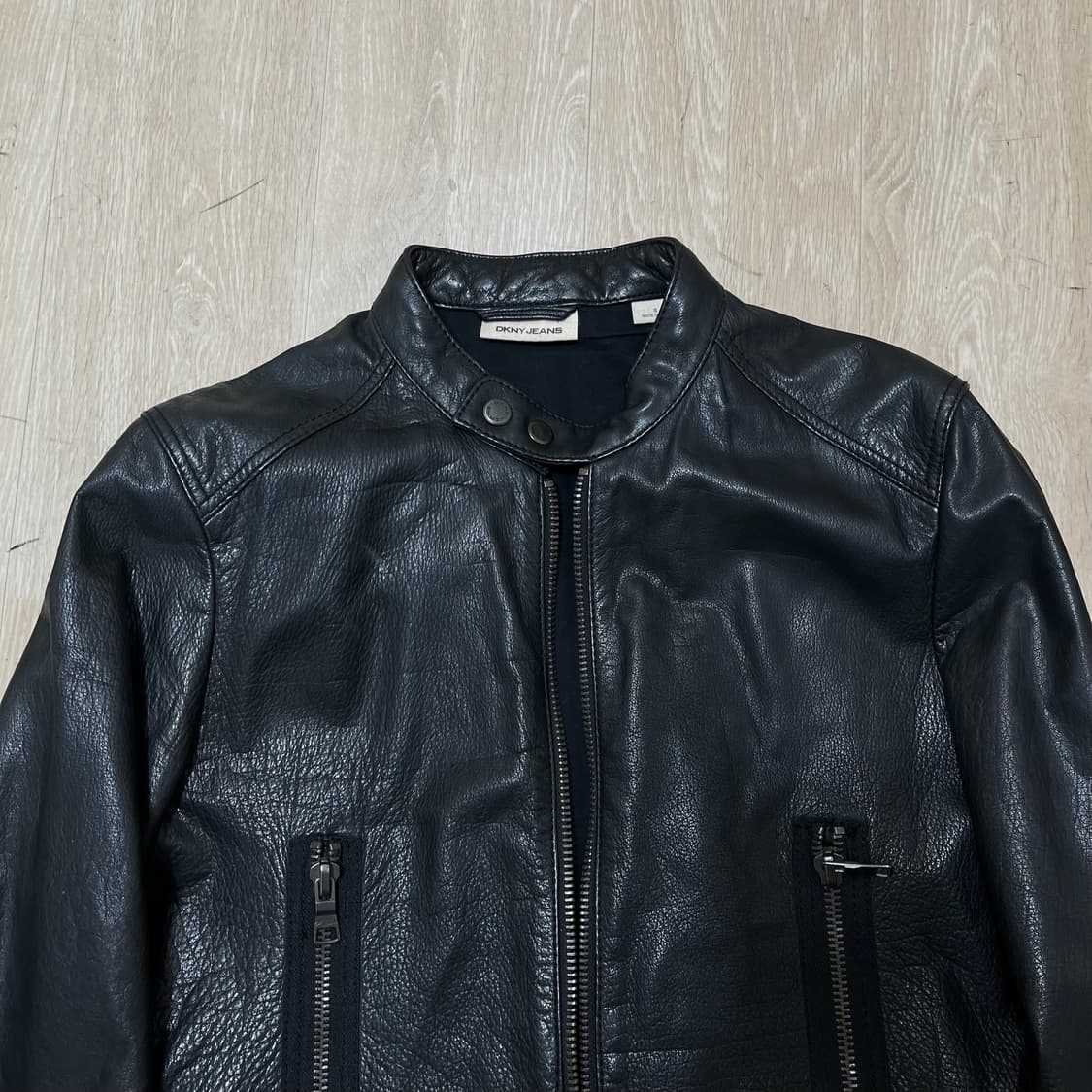 DKNY JEANS 클래식 천연 소가죽 싱글 라이더 가죽자켓 S 상품이미지2