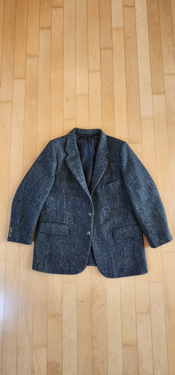 해리스트위드 헤링본 진그레이 모직자켓 L 상품이미지4