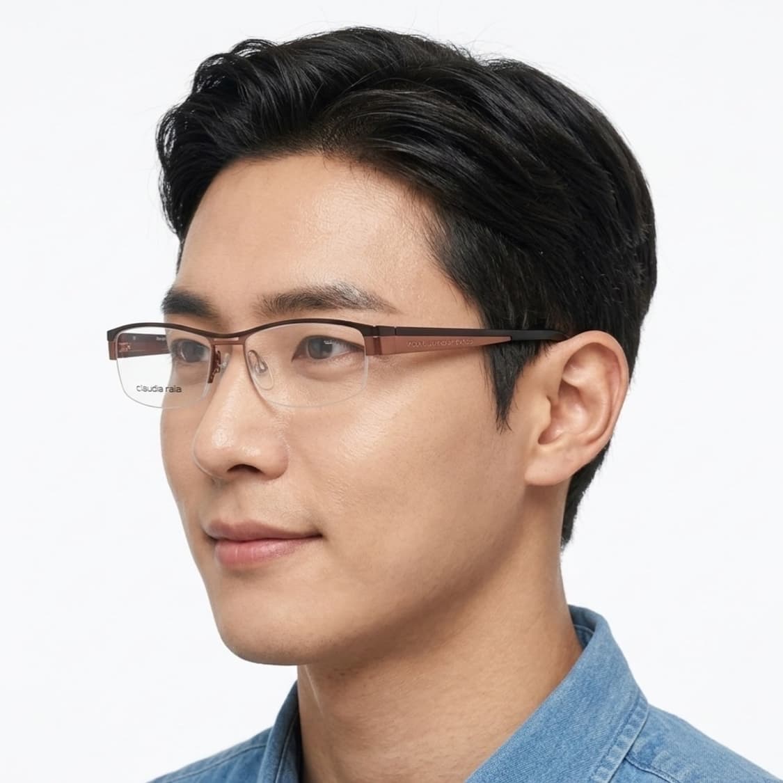 973 오버사이즈 슬림 브라운/코퍼 사각 반무테 안경테 픽키 상품이미지2