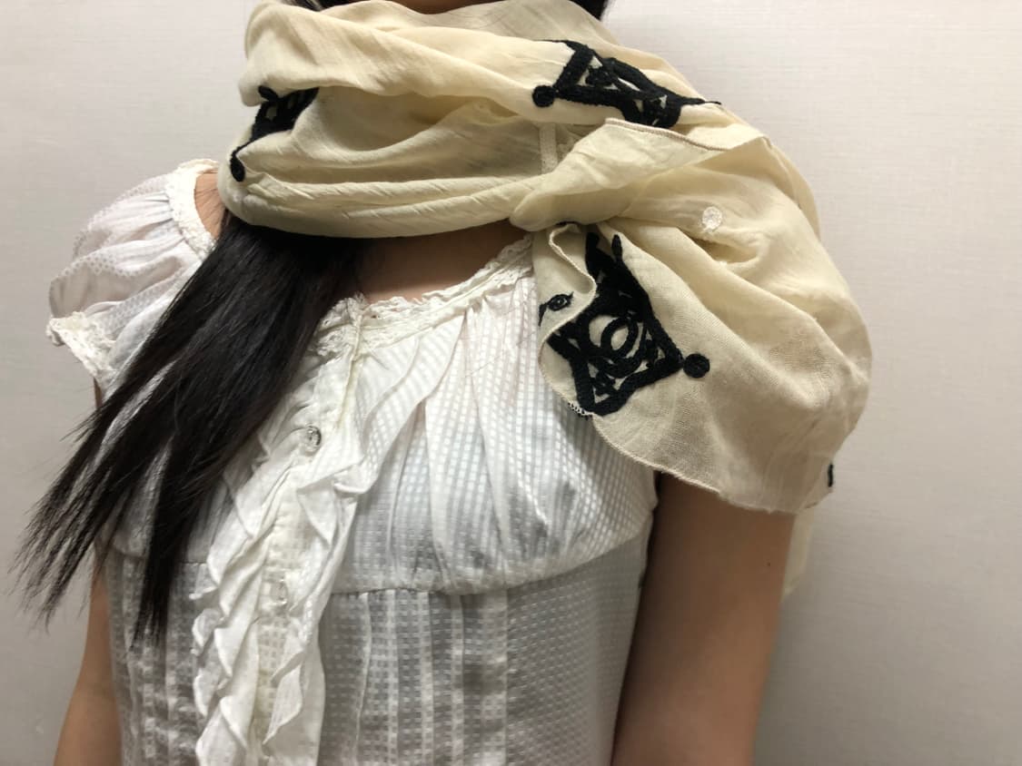 빈티지 아이보리 스타 패턴 스카프 상품이미지3
