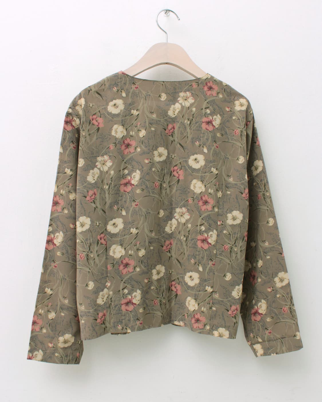 일본 빈티지 플라워 패턴 라운드넥 블라우스 상품이미지5